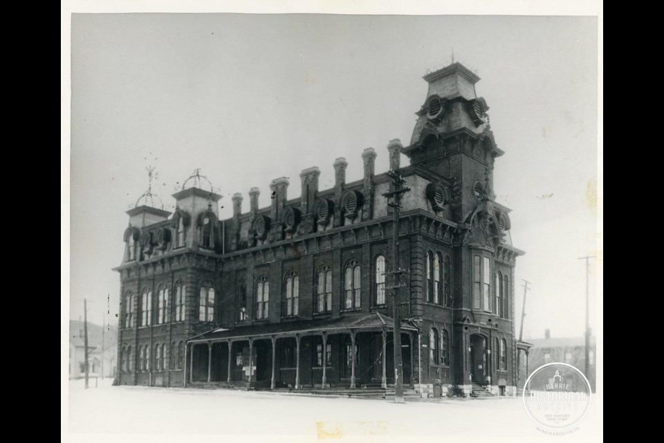 The Market building was once town hall, fire hall and fire station. Barrie Historical Archive