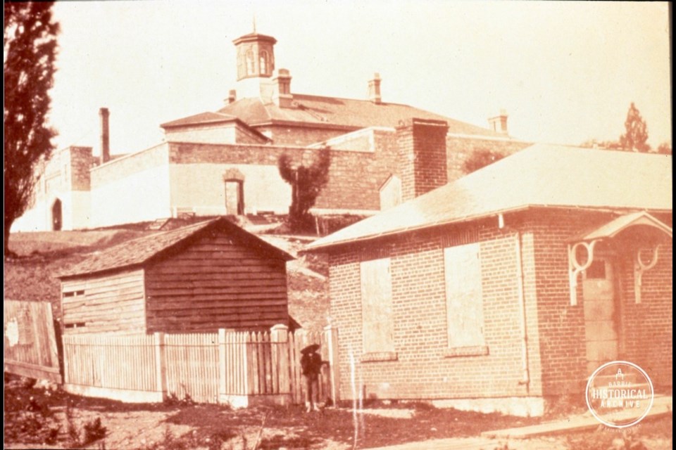The jail and the registry house circa 1872. Photo courtesy Barrie Historical Archive