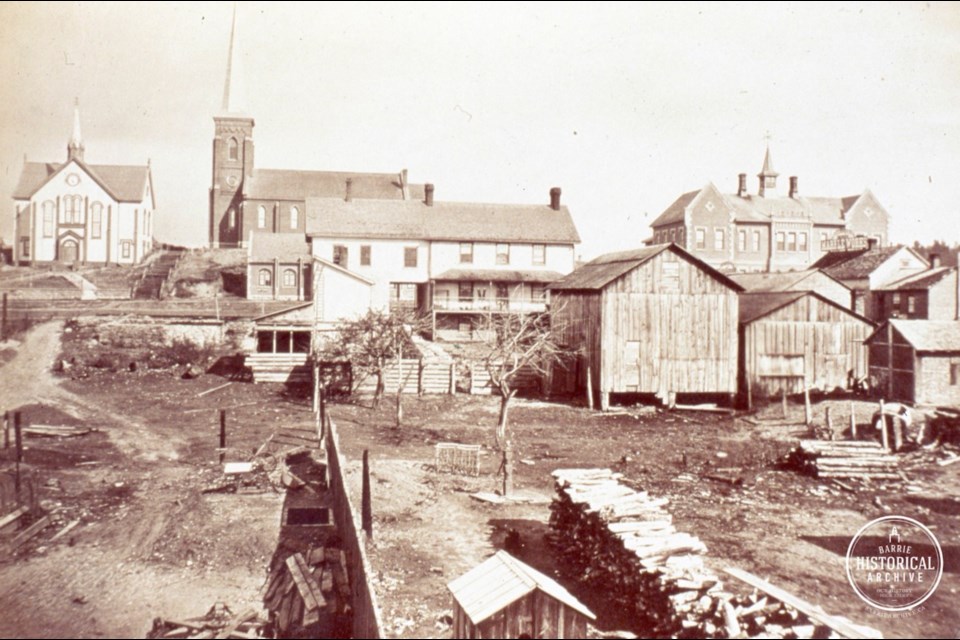 Looking at Collier Street from Dunlop Street East around 1870. Photo courtesy of the Barrie Historical Archives