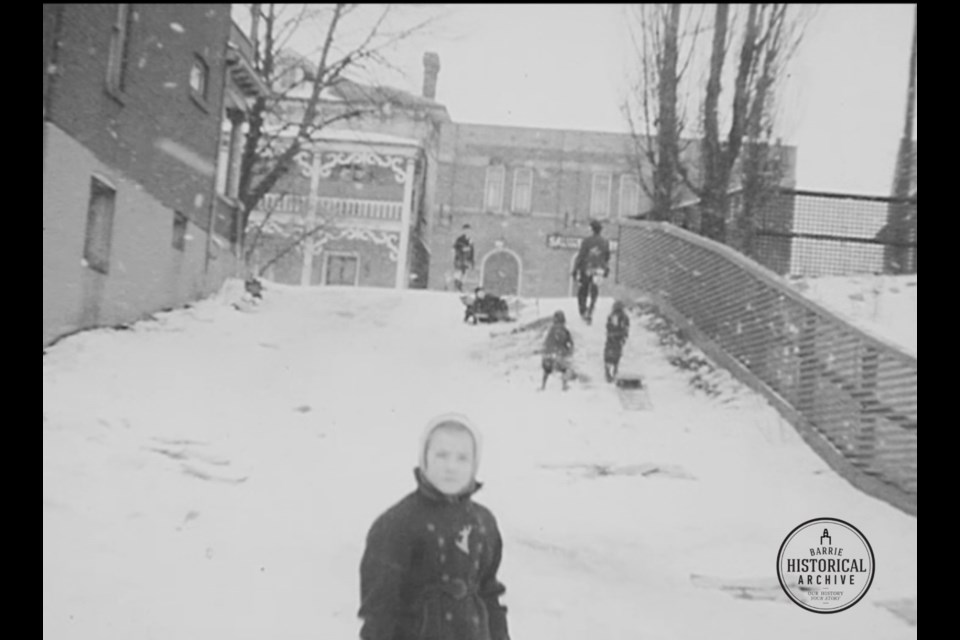 Young sledders on Collier Street around 1943.