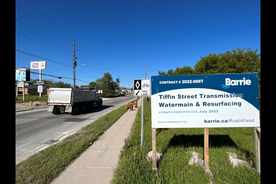 Tiffin Street will be closed between Anne Street and Dyment Road on June 1 and 2 for resurfacing. 