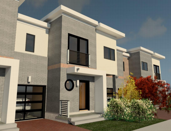 This artist's rendering shows what traditional two-storey townhouse units could look like at 435 Big Bay Point Rd., in south-end Barrie. Image supplied