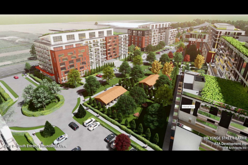 This rendering shows what a development could look like at 989 Yonge St., at Lockhart Road. Image supplied