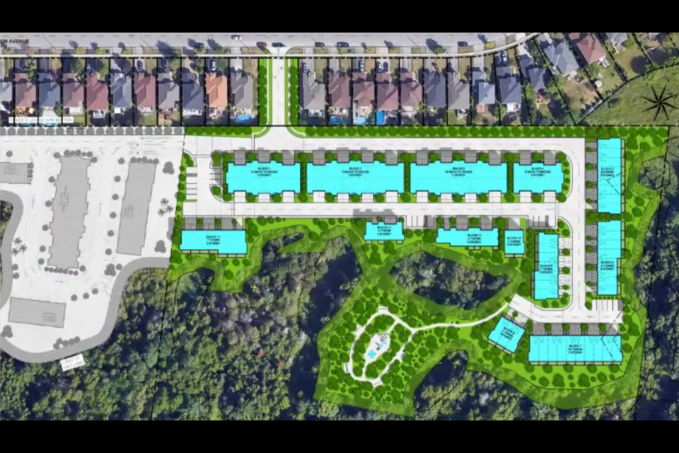 An overhead map of a proposed development at 338 Mapleview Dr. E. 