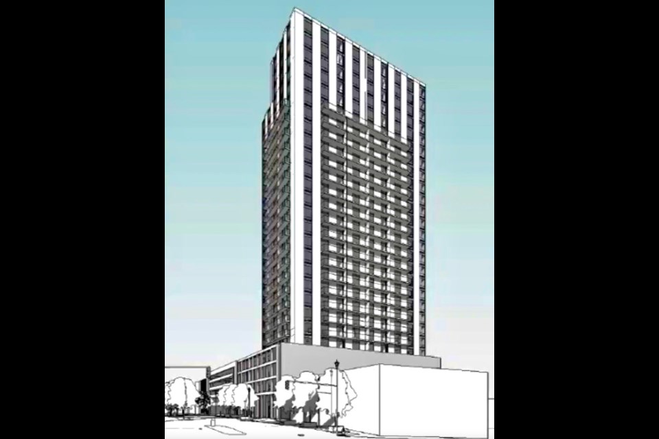 This is a rendering of a proposed 27-storey development proposed for Collier Street in downtown Barrie.