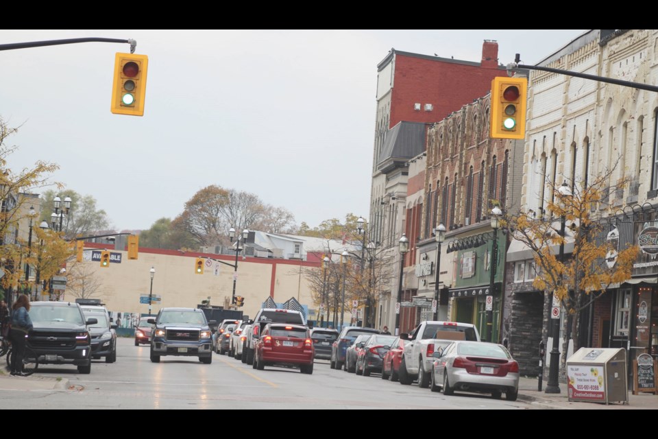 Dunlop Street East, looking west, in front of Meridian Place in downtown Barrie is shown in a file photo. | Raymond Bowe/BarrieToday