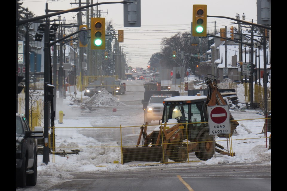 Dunlop Street's west end is still not open, but should be next week, according to city officials. Shawn Gibson/BarrieToday