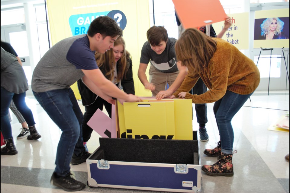 Students play games during GAME BRAiN, an interactive game show that ran at Barrie North Collegiate on Tuesday. Jessica Owen/BarrieToday