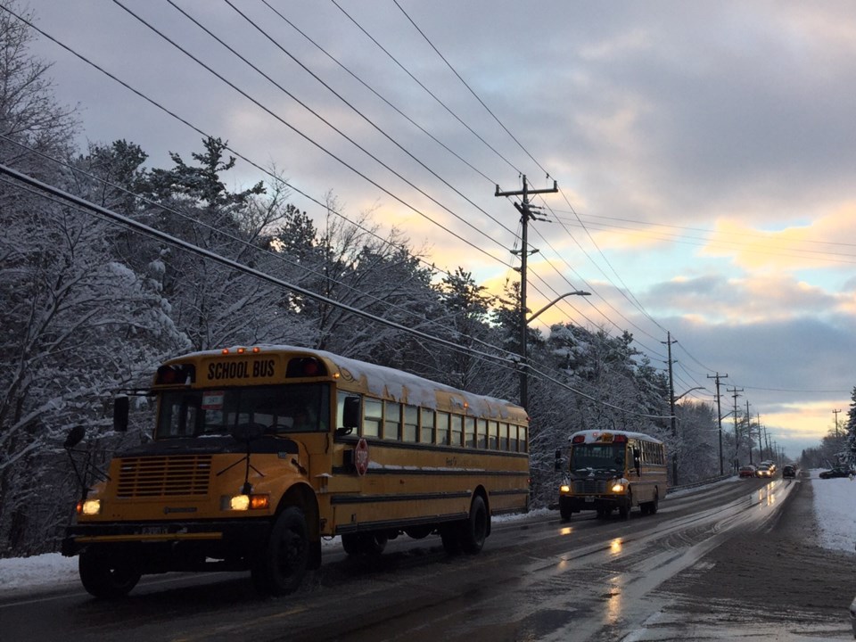 school bus in winter