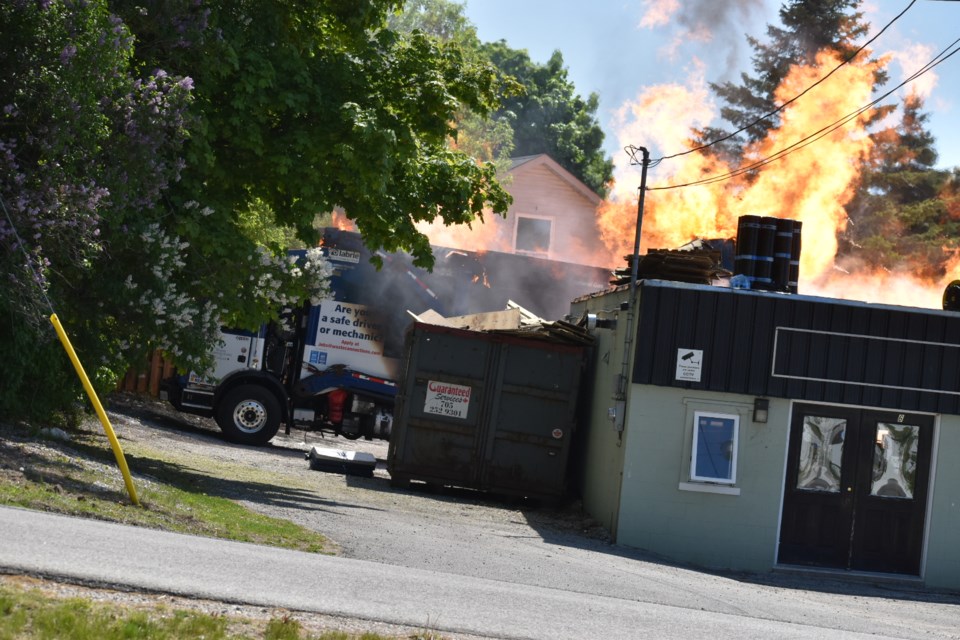 Emergency crews responded to a fire on Shanty Bay Road, just outside the Barrie city limits, on Friday morning. 