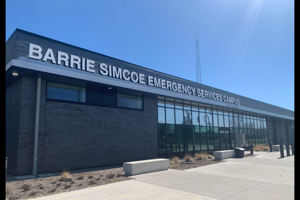 The Barrie-Simcoe Emergency Services Campus on Fairview Road in Barrie is shown in a file photo. 