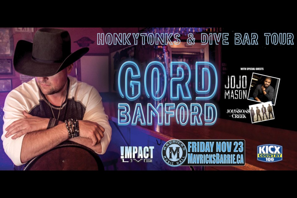 Gord Bamford brings his Honkytonks and Dive Bar Tour to Barrie on Friday November 23. Photo supplied