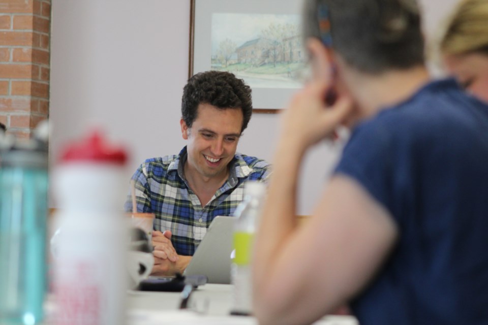 Theatre by the Bay artistic director Iain Moggach reads a part during a Barrie Theatre Lab session at the downtown library last summer. He was thrilled to receive a $370,900 grant this week from the Ontario Trillium Foundation. Raymond Bowe/BarrieToday