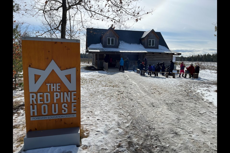 The new Red Pine House at the Simcoe County Museum celebrates forestry in the region. A wiener roast was also held outside the building on Monday. 