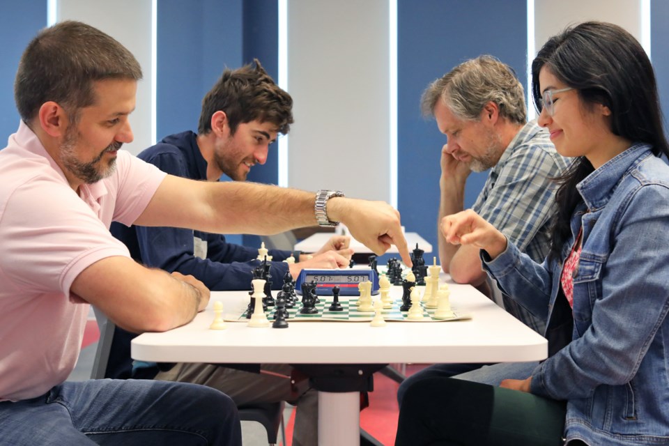 A few of the members of the fledgling Simcoe County Chess Club that include Doug Trotter, Will Sorley and Pekka Reinio.