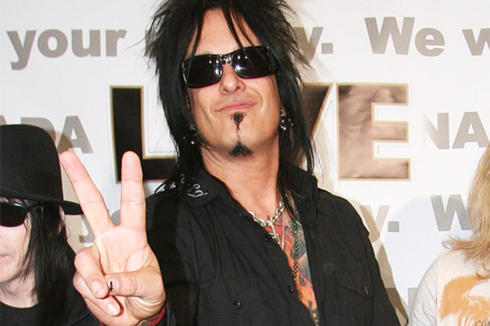 Motley Crue bassist Nikki Sixx at Barrie's Molson Park, one of the sites of 2005's Live 8 benefit concerts.