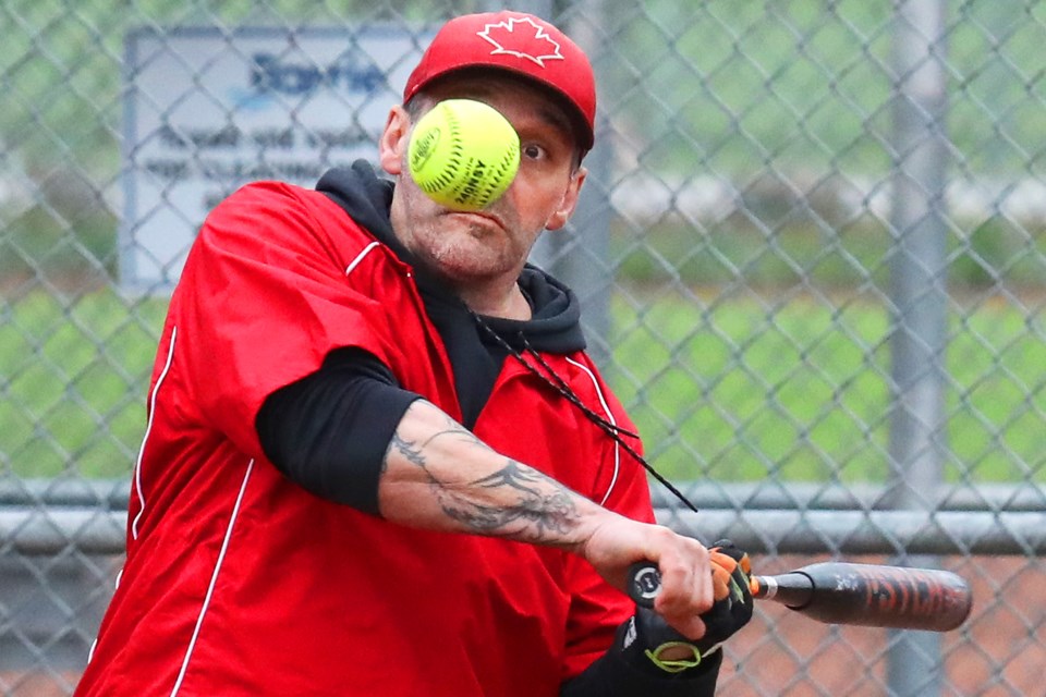 A batter keeps his eye on the ball during the 2nd Annual Slo-Pitch for Special Olympics tournament held at the Barrie Community Sports Complex in Midhurst on Saturday, May 19, 2018. Kevin Lamb for BarrieToday