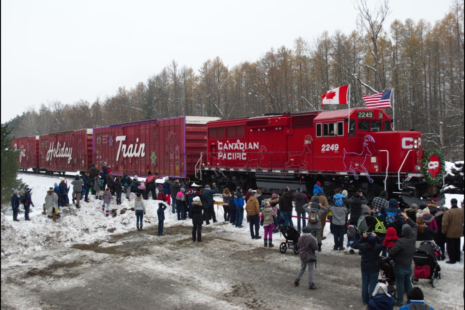 The CP Holiday Train rolls into the Midhurst station on Friday. Jessica Owen/Village Media