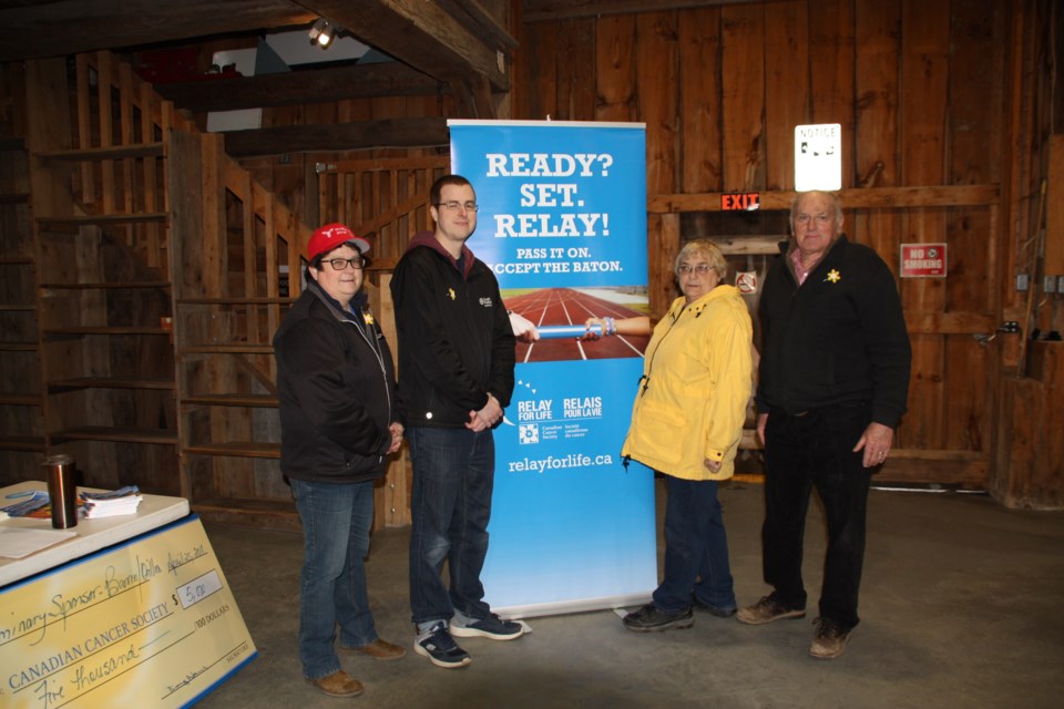 Volunteers and sponsors are gearing up for this year's Relay for Life. From left: Jen Jermey, Logistics Chair; Scott McEachern, Relay Co-Chair; and Pauline and Bruce Chappell, owners of Chappell Farms gather at the event's kick-off earlier this week. Supplied photo