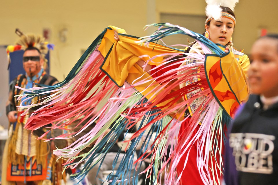 A dancer performs at the 16th annual Georgian College Traditional Pow Wow held on Saturday, March 9, 2024