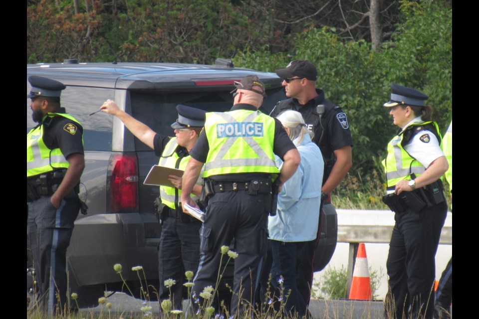 OPP discuss how the collision happened, Tuesday August 13, 2019. Shawn Gibson/BarrieToday                               