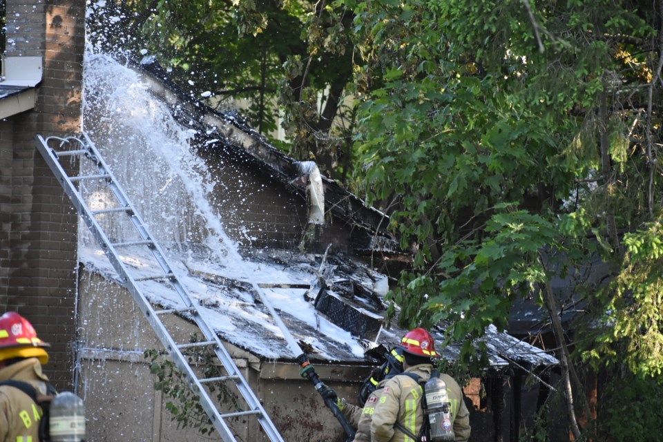Barrie firefighters were called to a blaze on Berczy Street on Tuesday night. 