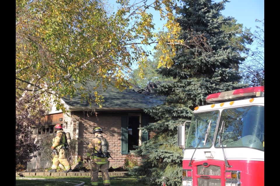 The scene from a house fire today at a home on Cedar Cresent. Sue Sgambati/BarrieToday          