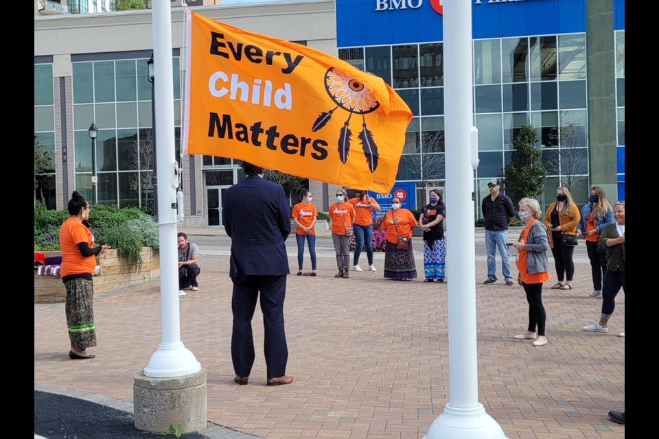 An orange Every Child Matters flag was raised at City Hall Monday to honour Canada’s National Day for Truth and Reconciliation this coming Sept. 30