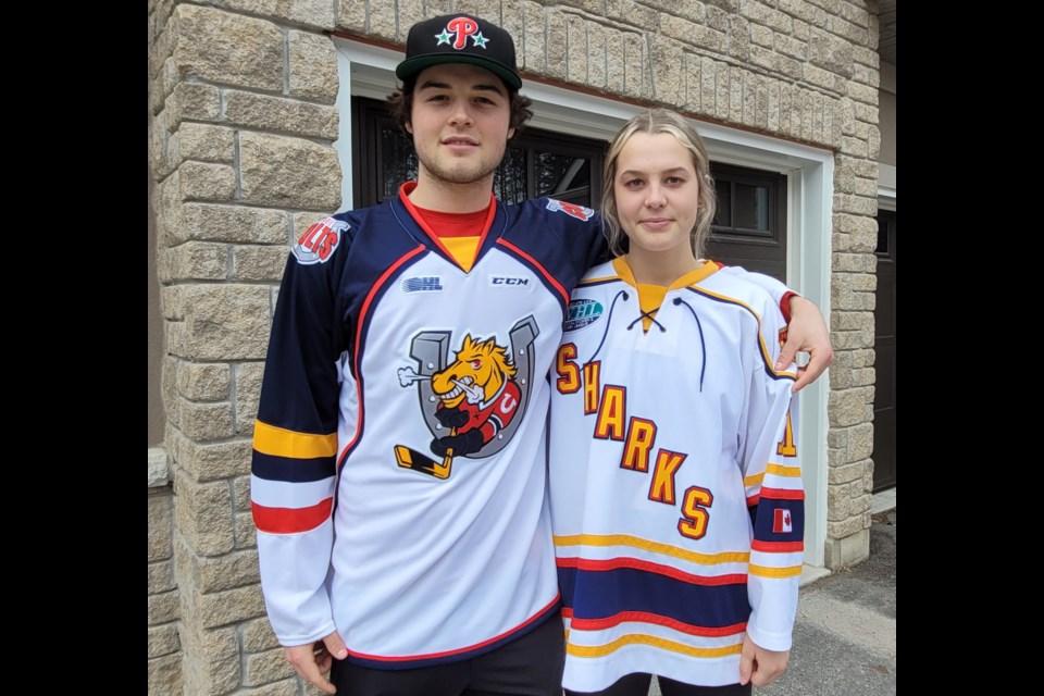 The Barrie Sharks' Kali Foerster and her older brother, Barrie Colts forward Tyson Foerster, will both be seeing plenty of on-ice action this weekend. 