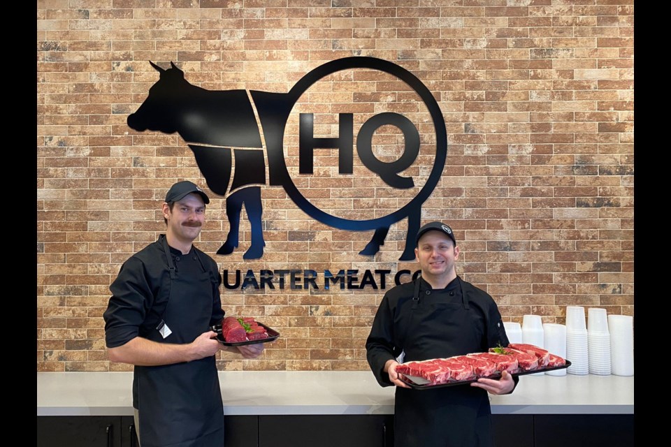 The co-owners of Hind Quarter Meat Co., Keiran Papp (left) and Jack Clarke, say they want to
provide to the community meat that was raised in the best conditions possible.