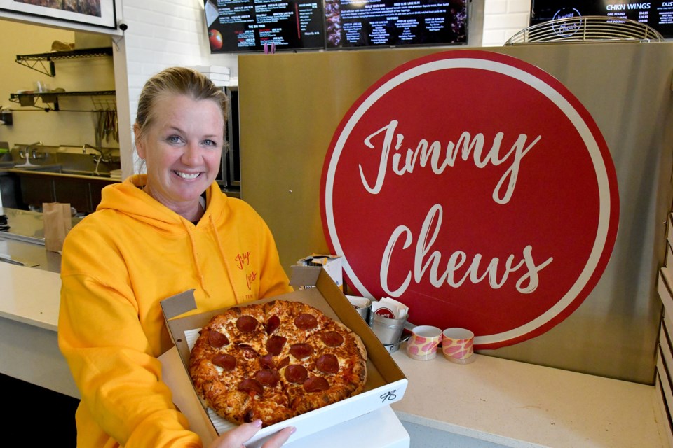 Erin Burrows, of Jimmy Chews, is proud of her pizza pies.