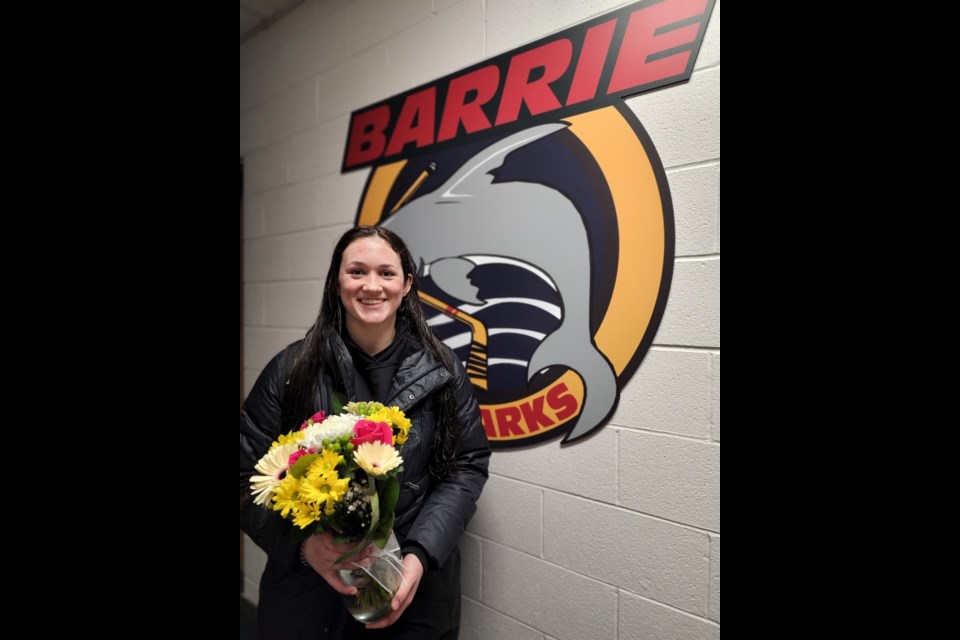 Georgia Babcock of Orillia, is hoping to help lead the Barrie Sharks to a junior hockey title.