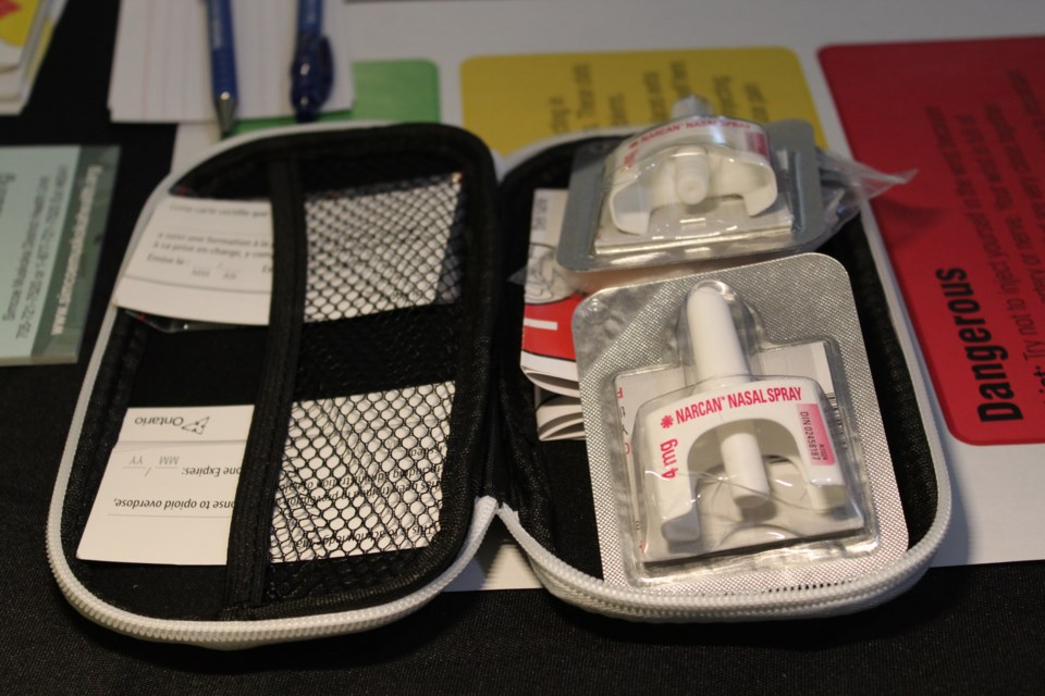 Several harm reduction tools were on display during a public drop-in session. | Raymond Bowe/BarrieToday