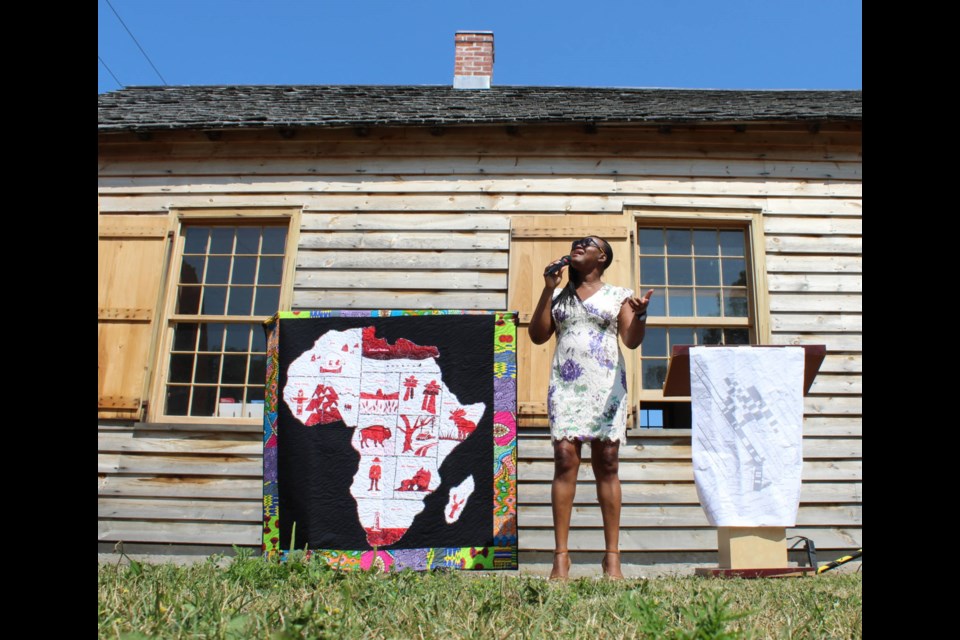 Poet and author Nadine Williams sings a song on Aug. 1, 2019 during a special ceremony commemorating emancipation, at the Oro African Episcopal Methodist Church in Oro-Medonte Township. Raymond Bowe/BarrieToday