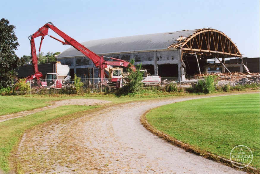 Barrie Arena is demolished in 2008 to make way for a new fire station on Dunlop Street West in downtown Barrie. Photo courtesy of the Barrie Historical Archive