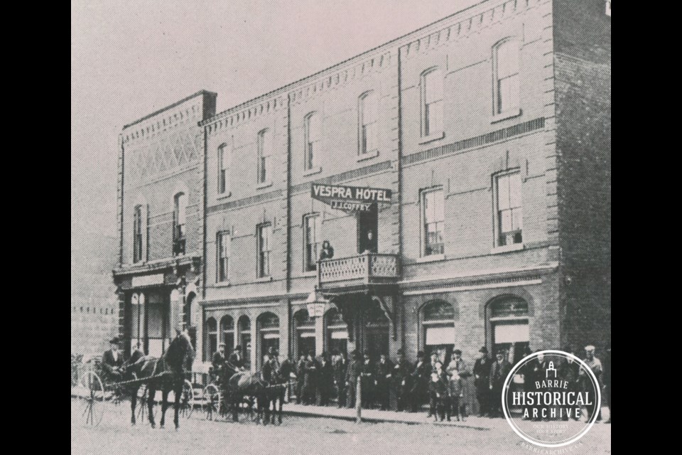The Vespra House Hotel on Bayfield Street in downtown Barrie as it located circa 1897. Photo courtesy Barrie Historical Archive