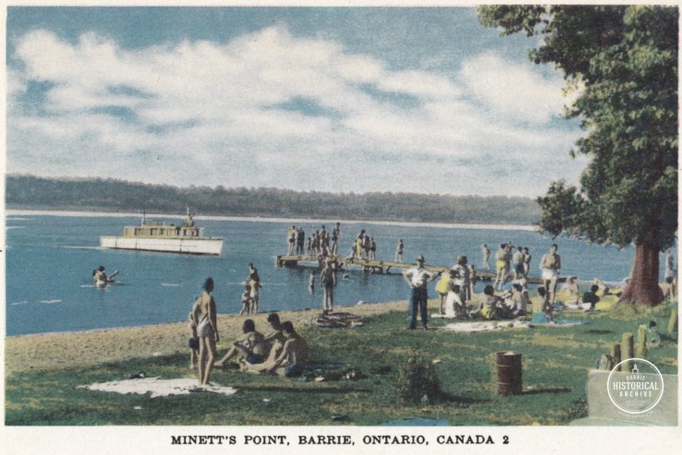 Minet's Point is referred to as Minett's Point in this undated postcard. The spelling hasn't been consistent over the decades. Courtesy of the Barrie Historical Archive