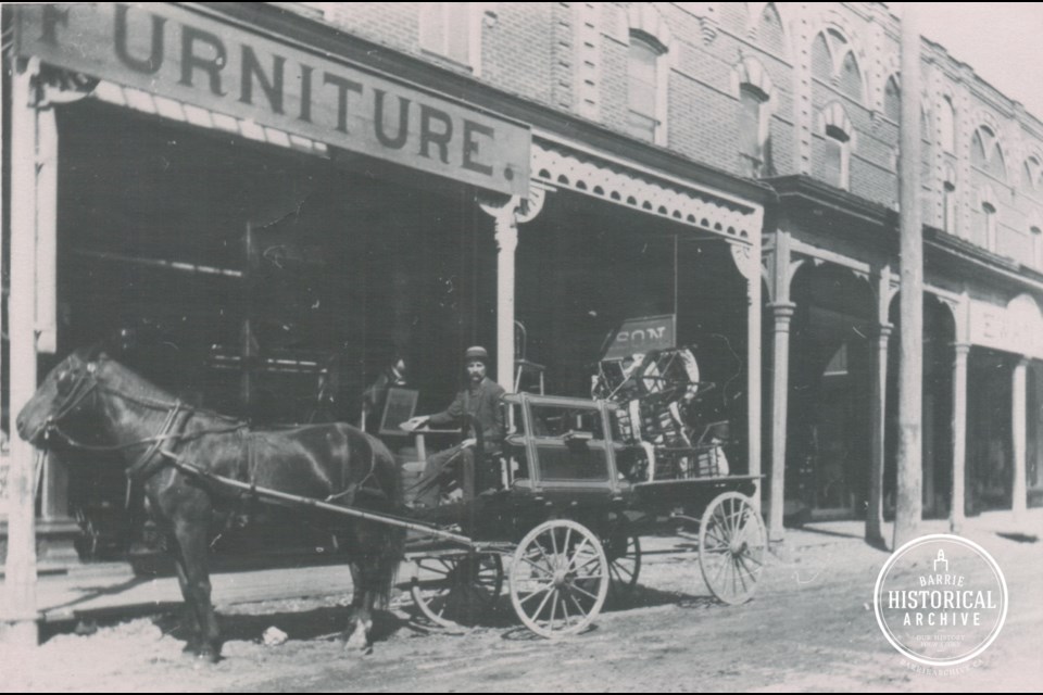 Dougall Bros. Furniture in downtown Barrie as it looked in 1880. Photo courtesy of the Barrie Historical Archive