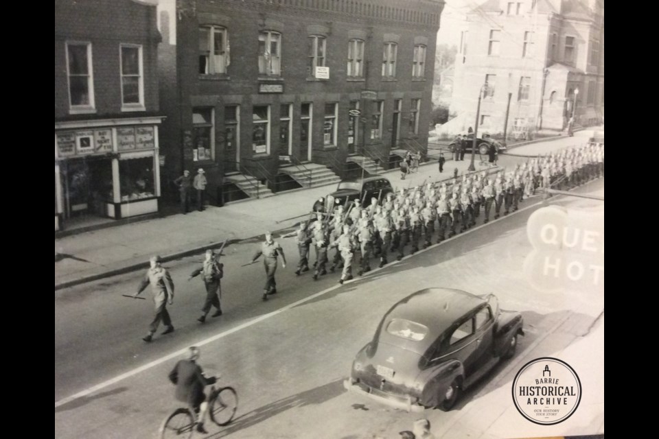 The Ross Block on Dunlop Street East in downtown Barrie as it appeared circa 1940. 