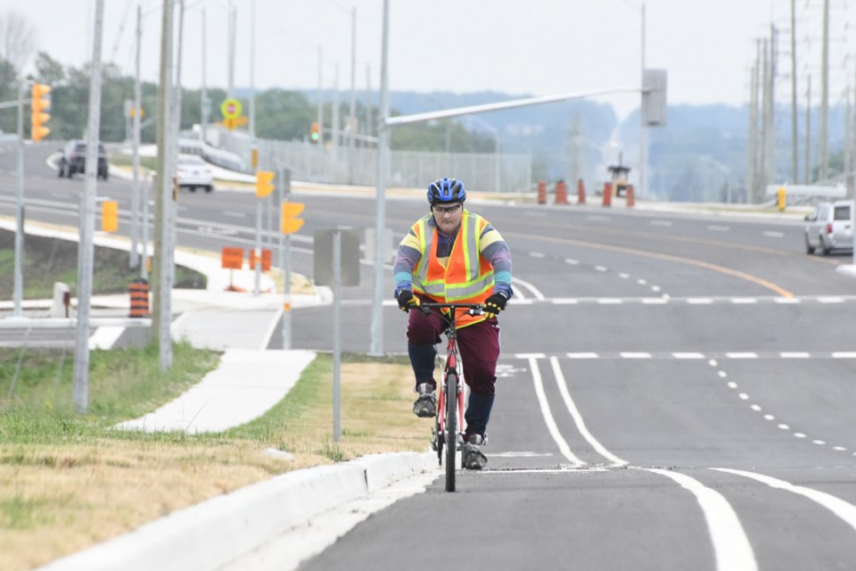Buffered bike lanes on the recently opened Harvie Road and Big Bay Point Road bridge across Highway 400 will give Barrie cyclists some options for getting across the city. An official ribbon-cutting ceremony was held Monday. 