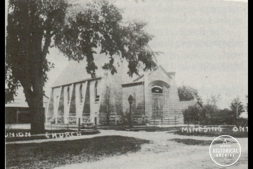 Minesing Methodist Church as it appeared circa 1900. 