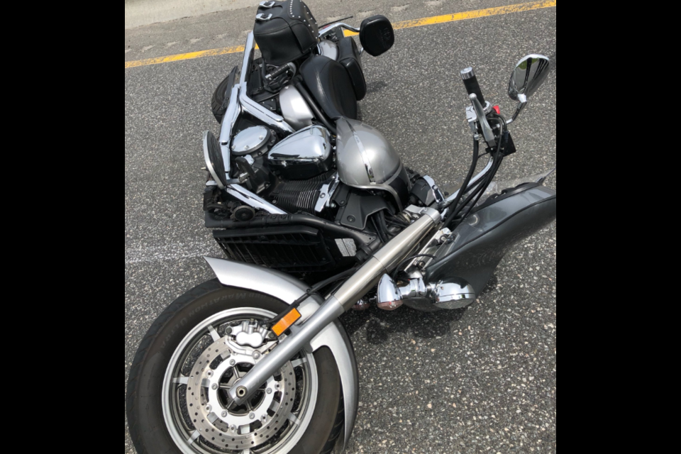 Provincial police responded to a motorcycle crash in the southbound lanes of Highway 400, south of Innisfil Beach Road, on May 27, 2019. OPP Photo