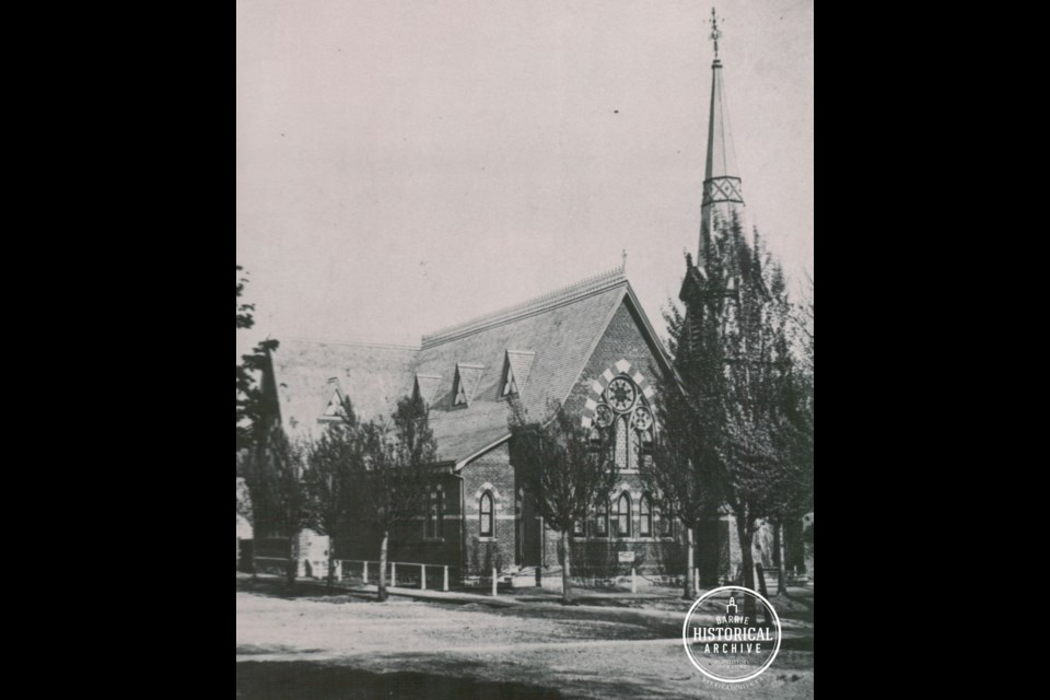 First Baptist Church as it looked in 1878. Photo courtesy of the Barrie Historical Archive