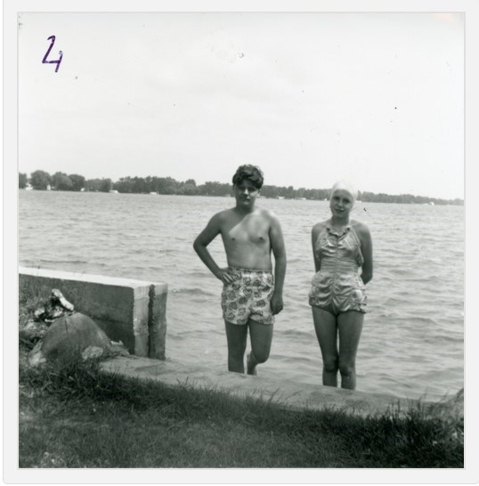 Teen Wayne Murray and a friend at Cook's Bay in 1956. 