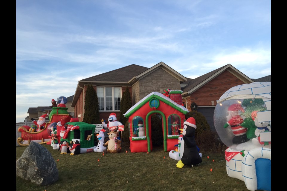 Thirteen giant air blown lawn decorations are on display on Empire Drive.  Sue Sgambati/BarrieToday