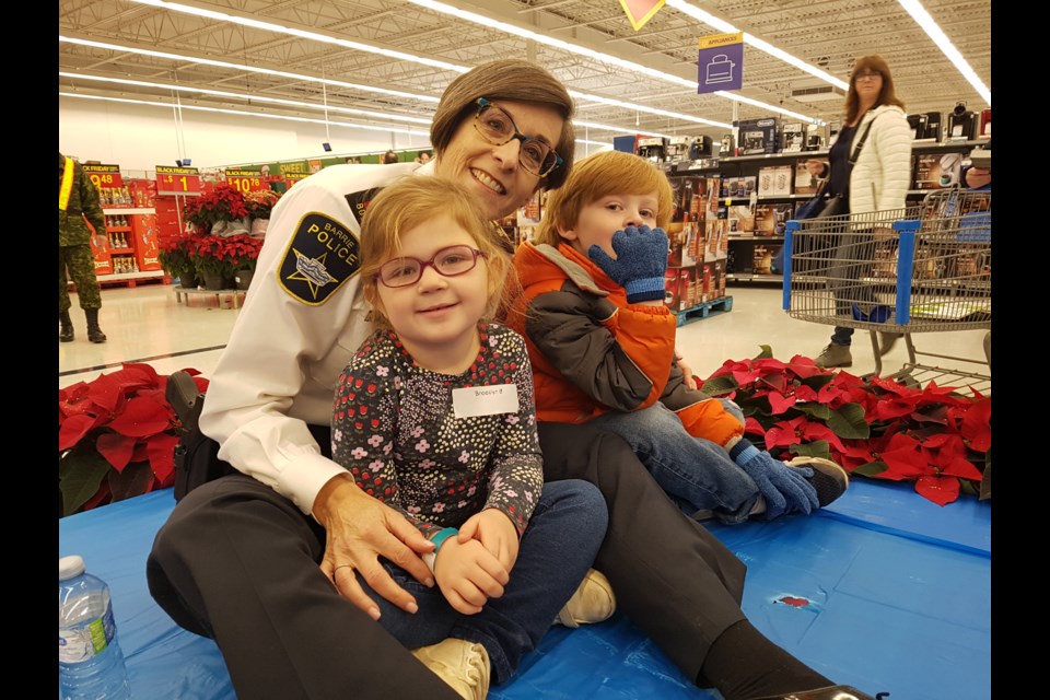 Barrie Police chief Kimberley Greenwood had a great time being a hero for day with Brooklyn and Colton, Saturday Nov. 30, 2019. Shawn Gibson/BarrieToday