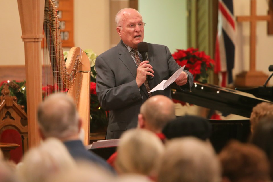 Bruce Owen introduces the artists prior to their performance of the Christmas Memories concert at St. Andrew's Presbyterian Church on Owen Street in Barrie on Sunday, December 10th, 2017. Kevin Lamb for BarrieToday