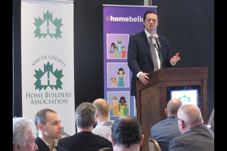 Mayor Jeff Lehman speaks to a home-building industry group on Monday, Jan. 14, 2019 about Barrie's role in the Housing Supply and Action Plan. Shawn Gibson/BarrieToday