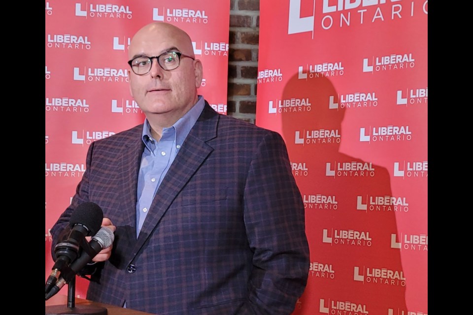 Ontario Liberal Leader Steven Del Duca is shown Thursday at State and Main restaurant during Jeff Lehman's announcement that he will be running for MPP in Barrie-Springwater-Oro-Medonte. 