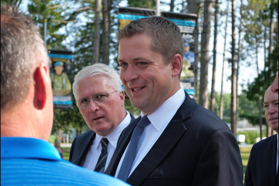 Conservative Party Leader Andrew Scheer attended National Peacekeepers Day in Angus on Thursday. Jessica Owen/BarrieToday